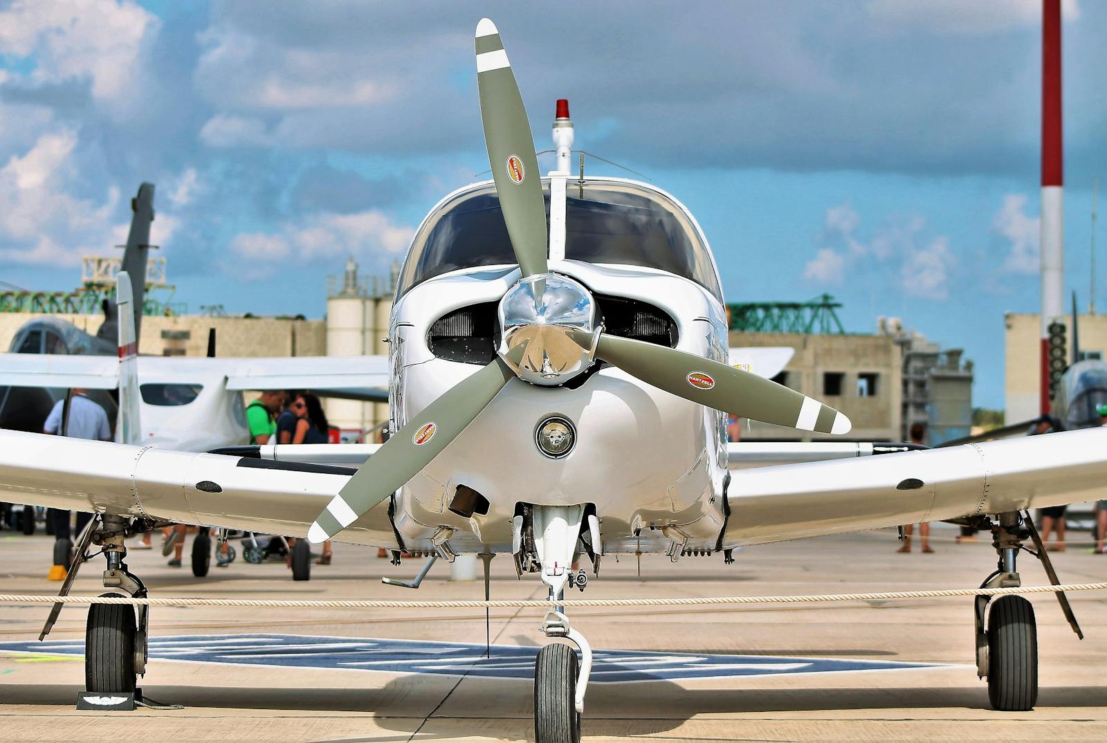 Modern Private Jet on Airfield