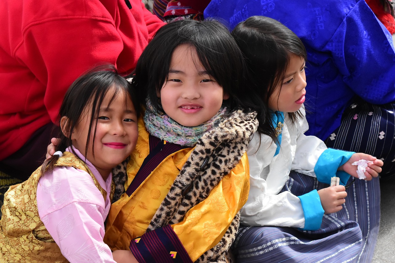 children, playing, bhutan